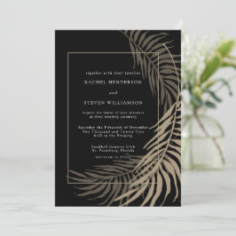 Elegant Black and Taupe Wedding Invitation Kaart