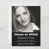 Elegant Black and White Afstuderen Invitation Kaart (Voorkant)