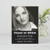 Elegant Black and White Afstuderen Invitation Kaart (Staand voorkant)