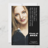 Elegant Black and White Afstuderen Invitation Kaart (Achterkant)