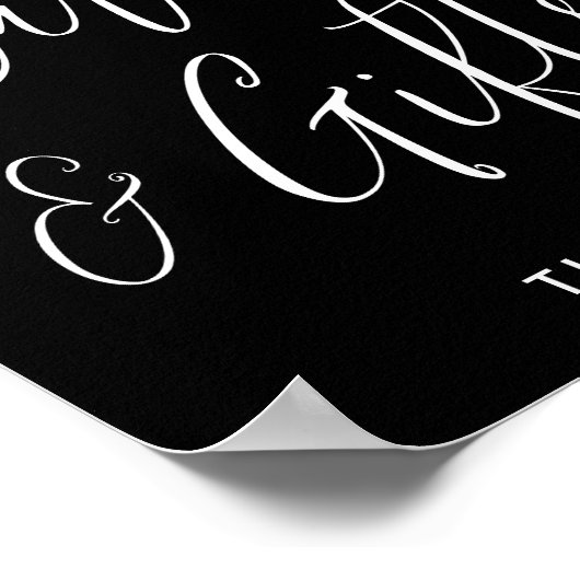 Elegant Black and White Afstuderen Kaarten en Gift Poster (Hoek)