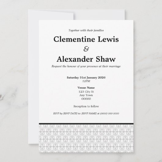 Elegant Black and White Art Deco Style Kaart (Voorkant)