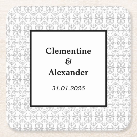 Elegant Black and White Art Deco Style Kartonnen Onderzetters (Voorkant)