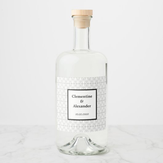 Elegant Black and White Art Deco Style Likeurfles Etiket (Voorkant)