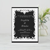 Elegant Black and White Art Deco Wedding Kaart (Staand voorkant)