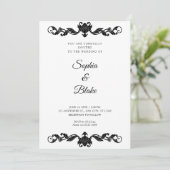 Elegant Black and White Art Deco Wedding Kaart (Staand voorkant)