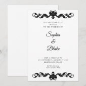 Elegant Black and White Art Deco Wedding Kaart (Voorkant / Achterkant)