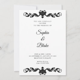 Elegant Black and White Art Deco Wedding Kaart