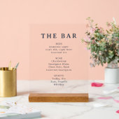 Elegant Black and White Bar Menu Sign Acryl Bord (Huwelijk)