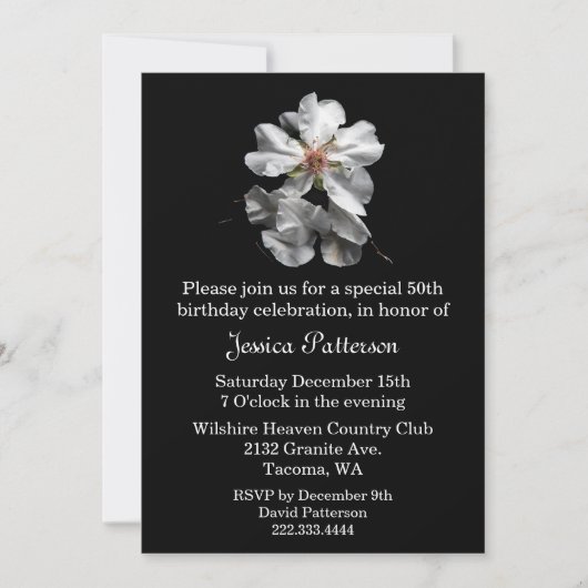 Elegant Black and White Birthday Party Invitation Kaart (Voorkant)