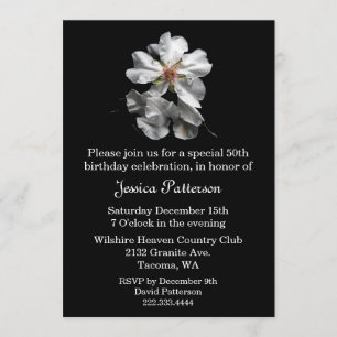 Elegant Black and White Birthday Party Invitation Kaart