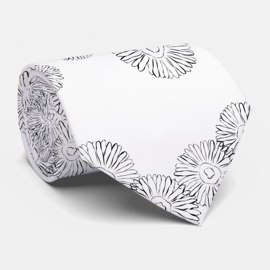 Elegant Black and White Boho Chic Daisy Pattern  Stropdas (Opgerold)