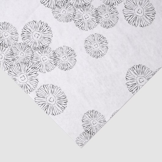 Elegant Black and White Boho Chic Daisy Pattern  Tissuepapier (Detail)