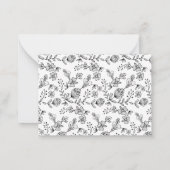 Elegant Black And White Boho Floral Border Name Notitiekaartje (Achterkant)