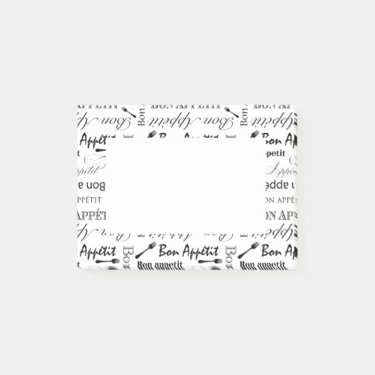 Elegant Black and White Bon Appetit French Chef Post-it® Notes (Voorkant)