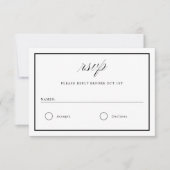 Elegant Black and White Border Wedding RSVP Kaartje (Voorkant)