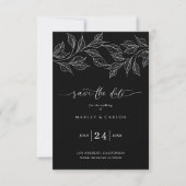 Elegant Black and White Botanical Wedding Save The Date (Voorkant)