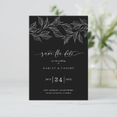 Elegant Black and White Botanical Wedding Save The Date (Staand voorkant)