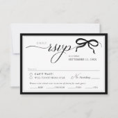 Elegant Black and White Bow Simple Classic Wedding RSVP Kaartje (Voorkant)