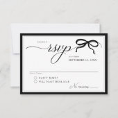 Elegant Black and White Bow Simple Modern Wedding RSVP Kaartje (Voorkant)