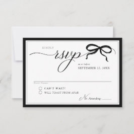 Elegant Black and White Bow Simple Modern Wedding RSVP Kaartje