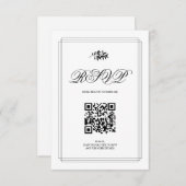 Elegant black and white branch and QR code wedding RSVP Kaartje (Voorkant / Achterkant)