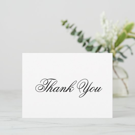 Elegant Black and White Calligraphy Formal Wedding Bedankkaart (Staand voorkant)