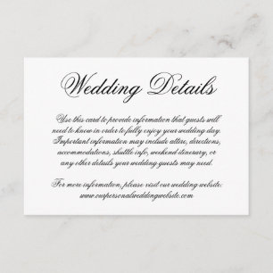 Elegant Black and White Calligraphy Formal Wedding Informatiekaartje