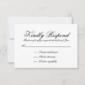 Elegant Black and White Calligraphy Formal Wedding RSVP Kaartje (Voorkant)