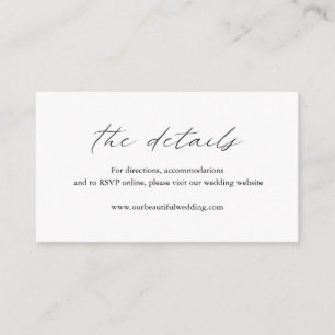 Elegant Black and White Calligraphy Simple Wedding Informatiekaartje