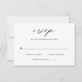 Elegant Black and White Calligraphy Simple Wedding RSVP Kaartje