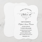 Elegant Black and White Calligraphy SWEET 16 Kaart (Voorkant / Achterkant)