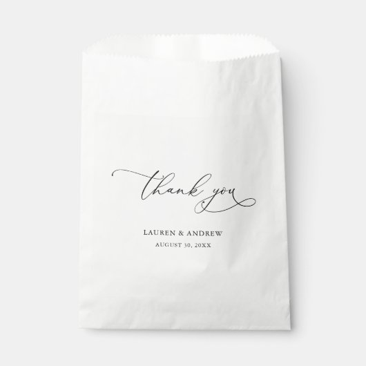 Elegant Black and White Calligraphy Wedding Bedankzakje (Voorkant)