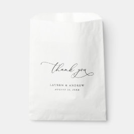 Elegant Black and White Calligraphy Wedding Bedankzakje