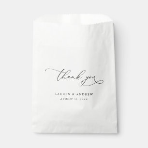 Elegant Black and White Calligraphy Wedding Bedankzakje