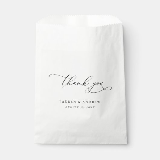 Elegant Black and White Calligraphy Wedding Bedankzakje (Voorkant)