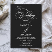 Elegant Black and White Calligraphy Wedding Kaart