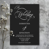 Elegant Black and White Calligraphy Wedding Kaart