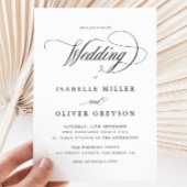 Elegant Black and White Calligraphy Wedding Kaart
