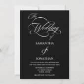 Elegant Black and White Calligraphy Wedding Kaart (Voorkant)