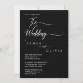 Elegant Black and White Calligraphy Wedding Kaart (Voorkant)