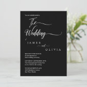 Elegant Black and White Calligraphy Wedding Kaart (Staand voorkant)