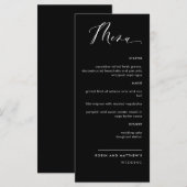 Elegant Black and White Calligraphy Wedding Menu (Voorkant / Achterkant)