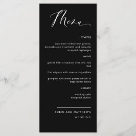 Elegant Black and White Calligraphy Wedding Menu