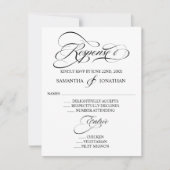 Elegant Black and White Calligraphy Wedding RSVP Kaartje (Voorkant)