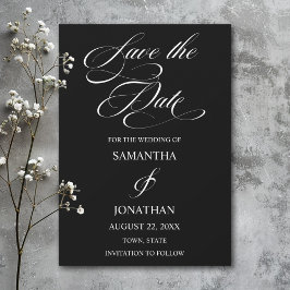Elegant Black and White Calligraphy Wedding Save The Date