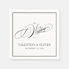 Elegant Black and White Calligraphy Wedding Servet