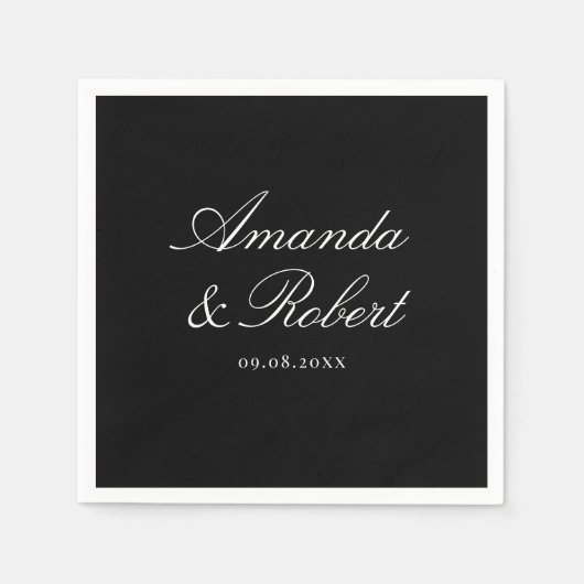 Elegant Black and White Calligraphy Wedding Servet (Voorkant)