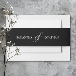 Elegant Black and White Calligraphy Wedding Uitnodigingen Wikkel