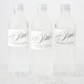 Elegant Black and White Calligraphy Wedding Waterfles Etiket (Flessen)